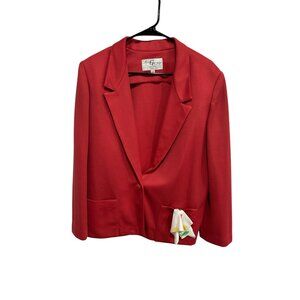Vintage Alex Garay Blazer Jacket Red Sz 18 Long Sleeve Single Button Formal